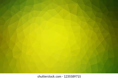 Light Green, Yellow vector triangle mosaic cover. Geometric illustration in Origami style with gradient.  Brand new style for your business design.