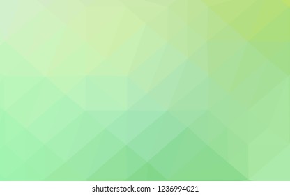 Light Green, Yellow vector triangle mosaic cover. Triangular geometric sample with gradient.  Textured pattern for background.