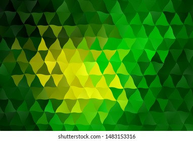 Light Green, Yellow vector triangle mosaic template. Creative illustration in halftone style with triangles. Completely new template for your banner.