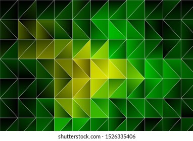 Light Green, Yellow vector triangle mosaic background. Elegant bright polygonal illustration with gradient. Template for cell phone's backgrounds.
