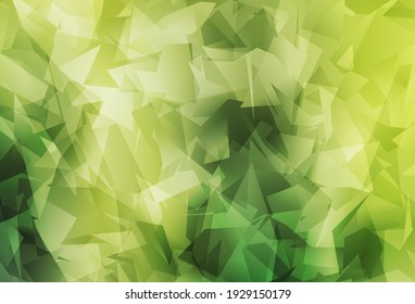 Light Green, Yellow vector triangle mosaic background. Geometric illustration in Origami style with gradient.  Completely new template for your banner.