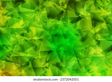 Light Green, Yellow vector triangle mosaic template. Glitter abstract illustration with an elegant triangles. A new texture for your web site.