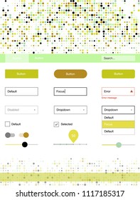 Light Green, Yellow vector ui ux kit with circles. Modern Style guide with colorful gradient circles in its header. Beautiful layout for websites, landing pages.
