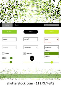 Light Green, Yellow vector ui kit with dots. Modern Style guide with colorful gradient circles in its header. This sample is for your website.