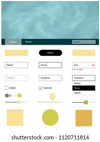 Light Green, Yellow vector ui kit with clouds & stars. Web ui kit with abstract gradient clouds in its header. This sample is for your website.