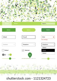 Light Green, Yellow vector ui ux kit with circles. Beautiful ui ux kit with colorful dots in its header. Beautiful layout for websites, landing pages.