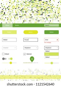Light Green, Yellow vector ui ux kit with circles. Colorful ui/ux kit with header consisted of spheres. This template you can use for websites.