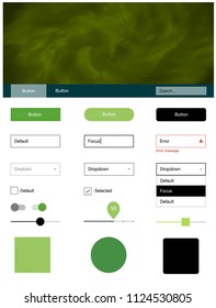 Light Green, Yellow vector ui ux kit with space stars. Colorful Style guide with stars on abstract background. This sample is for your website.