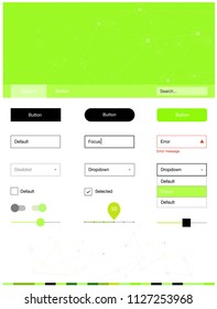 Light Green, Yellow vector ui kit in polygonal style with circles. Ui Ux kit with colorful polygonal background in its header. This sample is for your landing page.