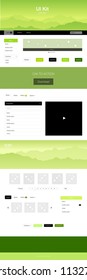 Light Green, Yellow vector ui ux kit with hills and rocks. Colorful ui/ux kit with header consisted of hills & rocks. Template for landing pages of leisure.