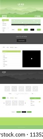 Light Green, Yellow vector ui ux kit with hills and rocks. Decorative ui kit design in abstract style with colorful rocks. Simple colorful design for tourist websites.