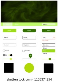 Light Green, Yellow vector ui ux kit with space stars. Beautiful ui ux kit with colorful sky in its header. This template you can use for websites.