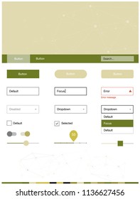 Light Green, Yellow vector ui kit in polygonal style with circles. Colorful ui/ux kit with triangles, circles in header. This template you can use for landing pages.