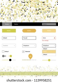 Light Green, Yellow vector ui kit with dots. Simple Material Design Kit with colorful dots in header. This sample is for your landing page.