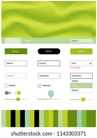 Light Green, Yellow vector ui ux kit with lines, ovals. Shining curly illustration in marble style with gradient. This template you can use for landing pages.