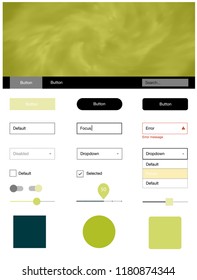 Light Green, Yellow vector ui ux kit with space stars. Beautiful ui ux kit with colorful sky in its header. Simple colorful design for websites.