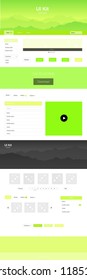 Light Green, Yellow vector ui ux kit with hills and rocks. Web ui kit with abstract gradient hills in its header. This sample is for your tourist website.