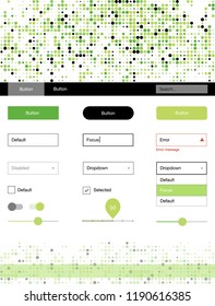Light Green, Yellow vector ui ux kit with circles. Colorful Style guide with circles on abstract background. Beautiful layout for websites, landing pages.