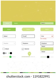Light Green, Yellow vector ui ux kit in triangular style with circles. Colorful ui/ux kit with triangles, circles in header. This sample is for your website.