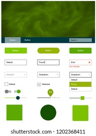 Light Green, Yellow vector ui kit with clouds & stars. Beautiful ui ux kit with colorful sky in its header. Beautiful layout for websites, landing pages.