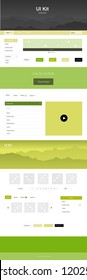 Light Green, Yellow vector ui kit with landscape. Beautiful ui ux kit with colorful mountains in its header. Template for website of outdoor activities.