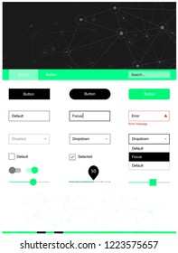 Light Green, Yellow vector ui ux kit in triangular style with circles. Simple Material Design Kit with colorful triangles, circles. This template you can use for landing pages.