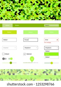 Light Green, Yellow vector ui ux kit with circles. Web ui kit with abstract gradient circles in its header. This template you can use for websites.