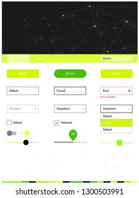 Light Green, Yellow vector ui ux kit in triangular style with circles. Style guide with triangles, circles on abstract background. This sample is for your website.