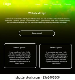 Light Green, Yellow vector ui kit with clouds, stars. Simple Material Design Kit with colorful clouds in header. This template you can use for websites.