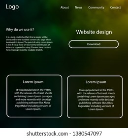Light Green, Yellow vector ui kit with clouds, stars. Web ui kit with abstract gradient clouds in its header. Modern template for your landing page.