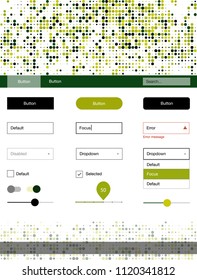 Light Green, Yellow vector web ui kit with spheres. Web ui kit with abstract gradient circles in its header. Modern template for your landing page.
