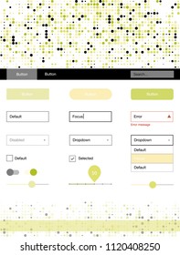 Light Green, Yellow vector web ui kit with spheres. Modern Style guide with colorful gradient circles in its header. This template you can use for landing pages.