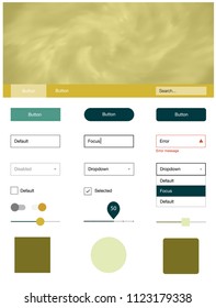 Light Green, Yellow vector web ui kit with nebula stars. Modern Style guide with colorful gradient sky in its header. This sample is for your landing page.