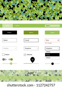 Light Green, Yellow vector web ui kit with spheres. Colorful Style guide with circles on abstract background. Simple colorful design for websites.