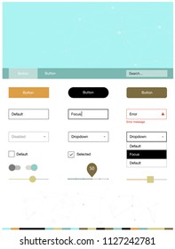 Light Green, Yellow vector web ui kit in polygonal style with circles. Web ui kit with abstract triangles, circles in its header. This template you can use for landing pages.