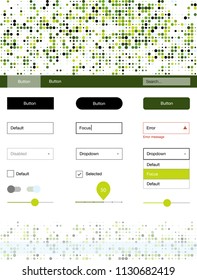 Light Green, Yellow vector web ui kit with spheres. Beautiful ui ux kit with colorful dots in its header. This sample is for your website.