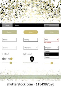 Light Green, Yellow vector web ui kit with spheres. Colorful ui/ux kit with header consisted of spheres. Simple colorful design for websites.