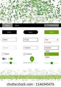 Light Green, Yellow vector web ui kit with spheres. Colorful Style guide with circles on abstract background. This template you can use for landing pages.