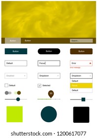 Light Green, Yellow vector web ui kit with nebula stars. Beautiful ui ux kit with colorful sky in its header. Simple colorful design for websites.