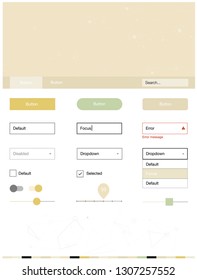 Light Green, Yellow vector web ui kit in polygonal style with circles. Simple Material Design Kit with colorful triangles, circles. This template you can use for landing pages.
