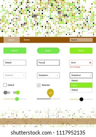Light Green, Yellow vector wireframe kit with dots. Web ui kit with abstract gradient circles in its header. This template you can use for websites.