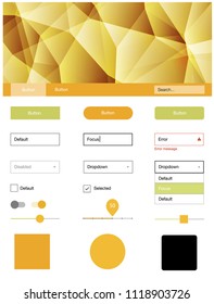 Light Green, Yellow vector wireframe kit with crystals. Ui Ux kit with colorful polygonal background in its header. Modern template for your landing page.