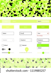 Light Green, Yellow vector wireframe kit with dots. Web ui kit with abstract gradient circles in its header. Simple colorful design for websites.