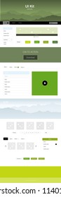Light Green, Yellow vector wireframe kit with nature. Simple Material Design Kit with colorful mountains in header. Template for landing pages of leisure.