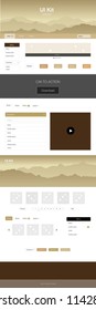 Light Green, Yellow vector wireframe kit with nature. Modern Style guide with colorful gradient mountains in its header. Beautiful layout for websites, landing pages.