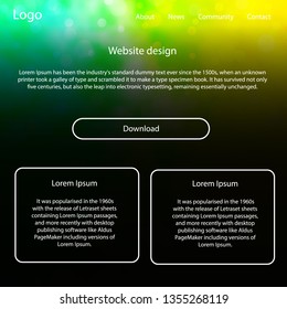 Light Green, Yellow vector wireframe kit with galaxy stars. Web ui kit with abstract gradient clouds in its header. This sample is for your website.