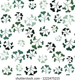 Light greens summer vector, seamless pattern with leaves, simple green background