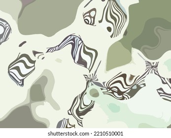 Fondo verde claro-blanco-gris con efecto de ilusión. Hermoso telón de fondo ondulado para tela, rayado, textiles, moda, estampados, papel pintado, etc. Ripples - ráfagas rítmicas con estampado floral 