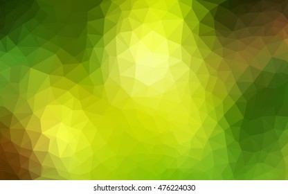 Light green-yellow blurry triangle template. Shining illustration, which consist of triangles. A new texture for your design.