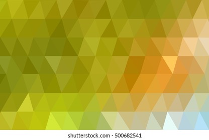 Light green-yellow triangle mosaic background. Geometric illustration in Origami style with gradient.  Triangular pattern for your business design.